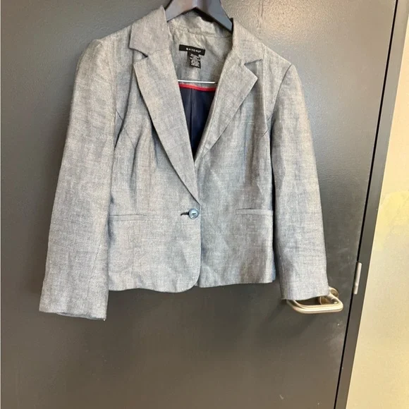 Sandro size 6 Great condition linen/cotton blend Women's Blazer in Light denim - Picture 4 of 15